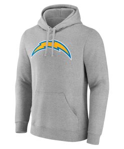 Alternative view of Los Angeles Chargers Team Authentic Custom Pullover Hoodie – Heathered Gray