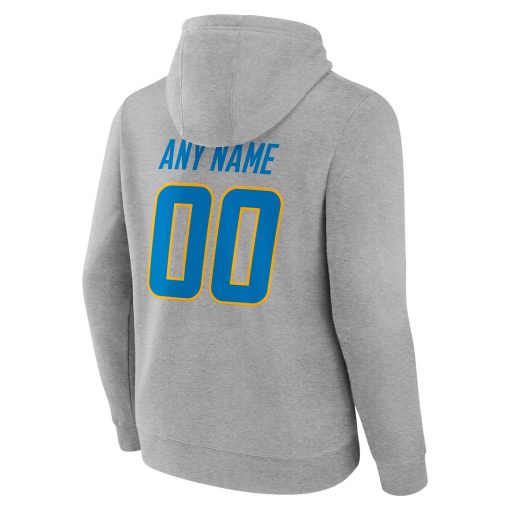 Los Angeles Chargers Team Authentic Custom Pullover Hoodie – Heathered Gray - Image 3