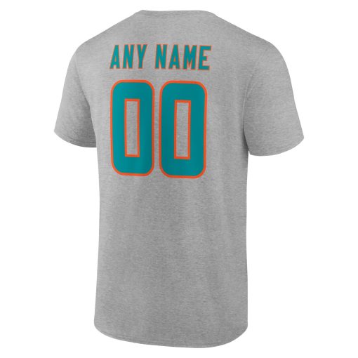 Miami Dolphins Team Authentic Custom T-Shirt – Heathered Gray - Image 3