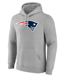 Alternative view of New England Patriots Team Authentic Custom Pullover Hoodie – Heathered Gray