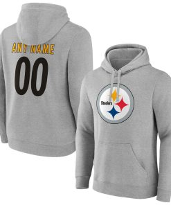 Pittsburgh Steelers Team Authentic Custom Pullover Hoodie – Heathered Gray