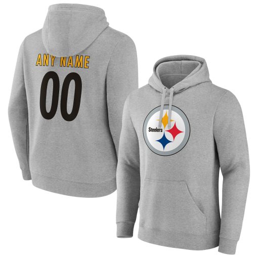 Pittsburgh Steelers Team Authentic Custom Pullover Hoodie – Heathered Gray