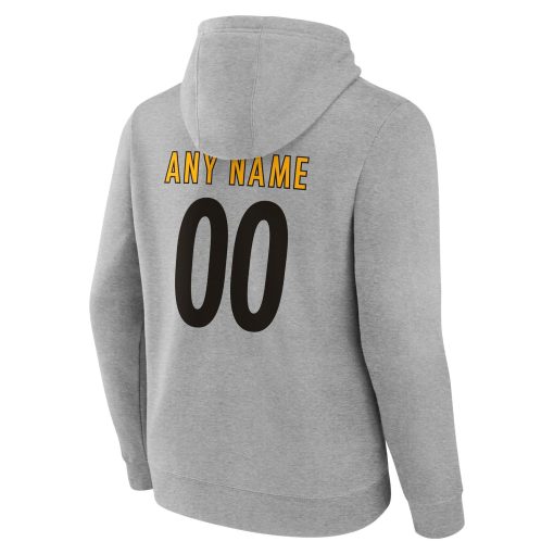 Pittsburgh Steelers Team Authentic Custom Pullover Hoodie – Heathered Gray - Image 3
