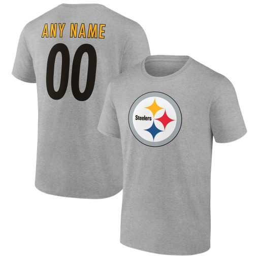 Pittsburgh Steelers Team Authentic Custom T-Shirt – Heathered Gray