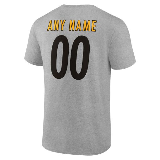 Pittsburgh Steelers Team Authentic Custom T-Shirt – Heathered Gray - Image 3