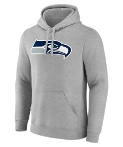 Alternative view of Seattle Seahawks Team Authentic Custom Pullover Hoodie – Heathered Gray