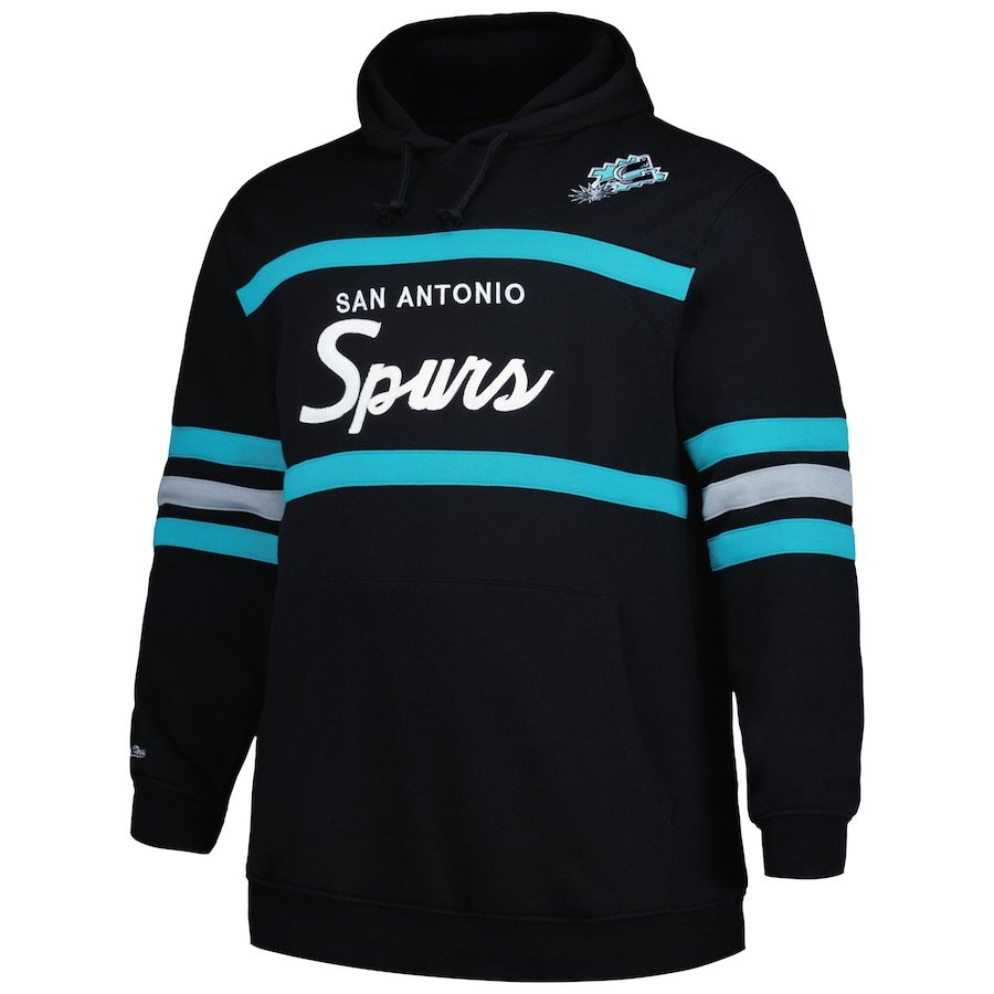 San Antonio Spurs Mitchell & Ness Big & Tall Hardwood Classics Head Coach Pullover Hoodie – Black - Image 2