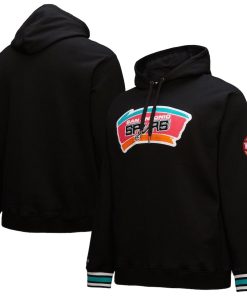 San Antonio Spurs Mitchell & Ness Chainstitch Applique Vintage Heavyweight Pullover Hoodie – Black