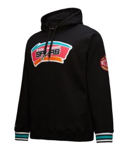 Alternative view of San Antonio Spurs Mitchell & Ness Chainstitch Applique Vintage Heavyweight Pullover Hoodie – Black