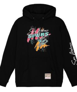 Alternative view of San Antonio Spurs Mitchell & Ness Hardwood Classics Hyper Hoops Fiesta Pullover Hoodie – Black