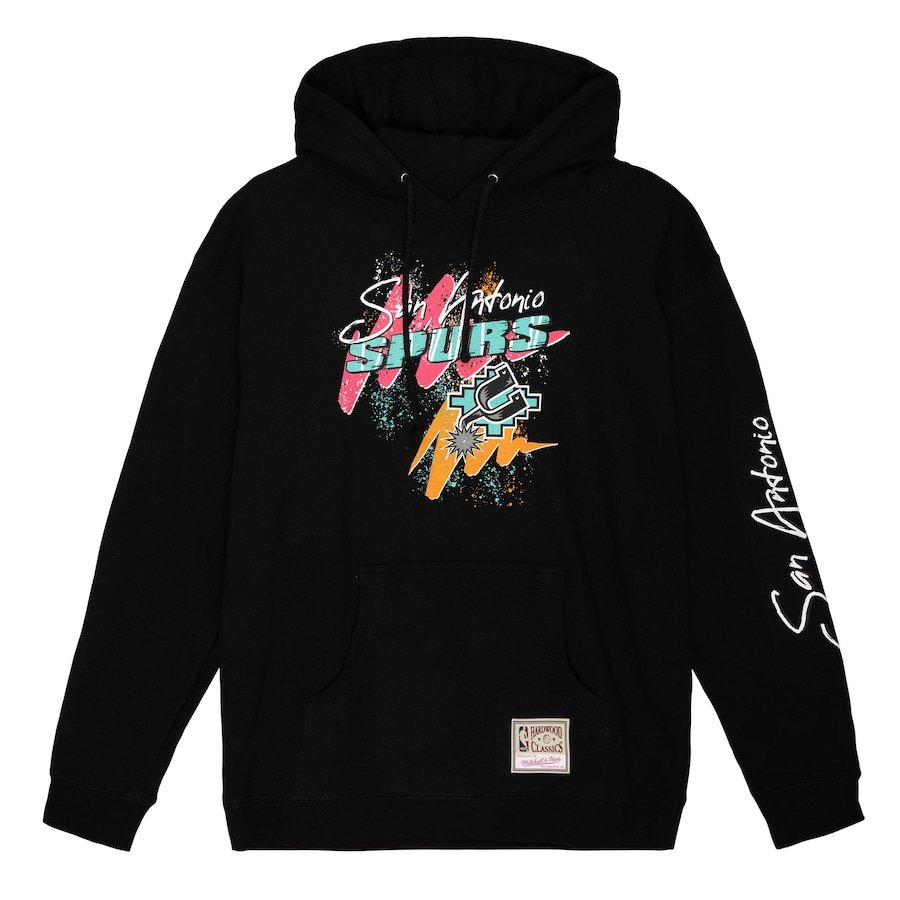 San Antonio Spurs Mitchell & Ness Hardwood Classics Hyper Hoops Fiesta Pullover Hoodie – Black - Image 2