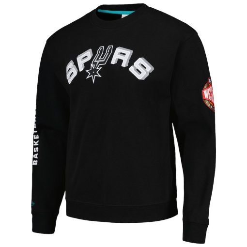 San Antonio Spurs Mitchell & Ness Hardwood Classics There and Back Pullover Sweatshirt – Black - Image 2