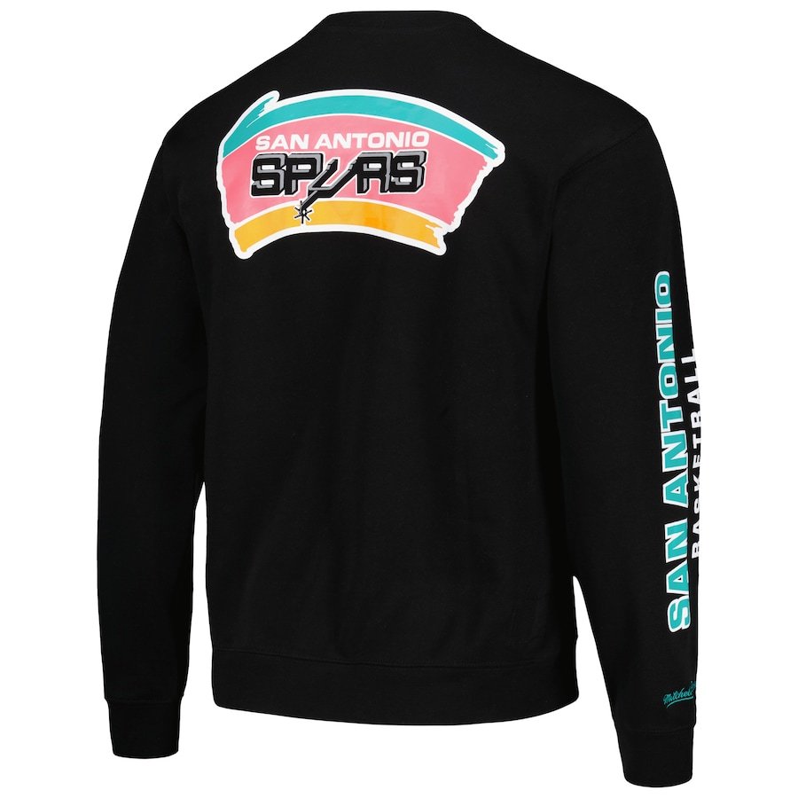 San Antonio Spurs Mitchell & Ness Hardwood Classics There and Back Pullover Sweatshirt – Black - Image 3