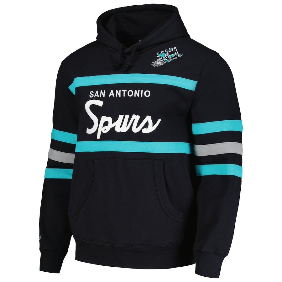 San Antonio Spurs Mitchell & Ness Head Coach Pullover Hoodie – Black - Image 2
