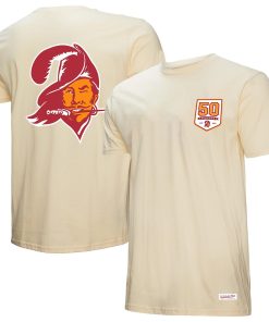 Tampa Bay Buccaneers Mitchell & Ness 50th Season Pirate & Patch T-Shirt – Cream