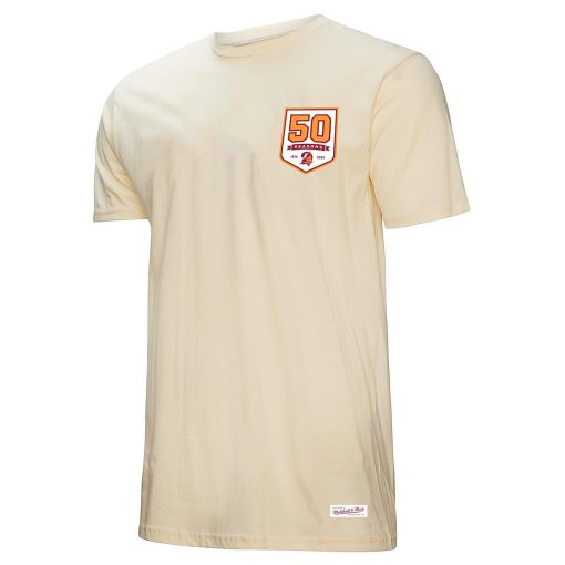 Tampa Bay Buccaneers Mitchell & Ness 50th Season Pirate & Patch T-Shirt – Cream - Image 2