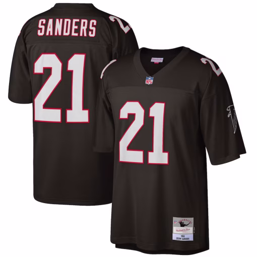 Deion Sanders Atlanta Falcons Mitchell & Ness Big & Tall 1992 Retired Player Replica Jersey – Black