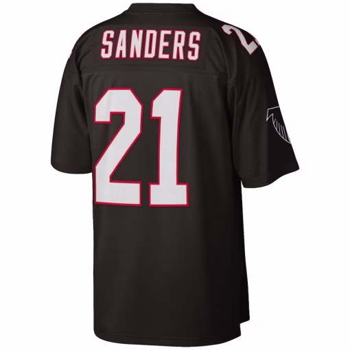 Deion Sanders Atlanta Falcons Mitchell & Ness Big & Tall 1992 Retired Player Replica Jersey – Black - Image 3