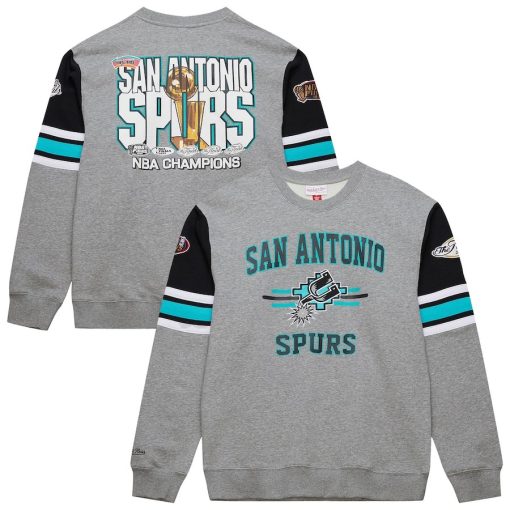 San Antonio Spurs Mitchell & Ness Hardwood Classics All Over 4.0 Pullover Sweatshirt – Heather Gray