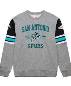 Alternative view of San Antonio Spurs Mitchell & Ness Hardwood Classics All Over 4.0 Pullover Sweatshirt – Heather Gray