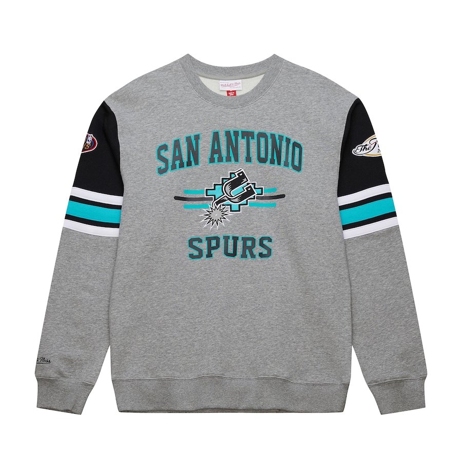 San Antonio Spurs Mitchell & Ness Hardwood Classics All Over 4.0 Pullover Sweatshirt – Heather Gray - Image 2