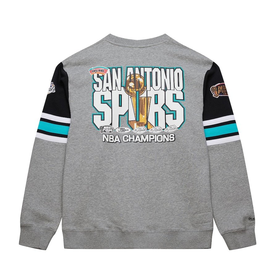 San Antonio Spurs Mitchell & Ness Hardwood Classics All Over 4.0 Pullover Sweatshirt – Heather Gray - Image 3