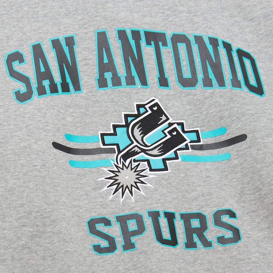 San Antonio Spurs Mitchell & Ness Hardwood Classics All Over 4.0 Pullover Sweatshirt – Heather Gray - Image 4