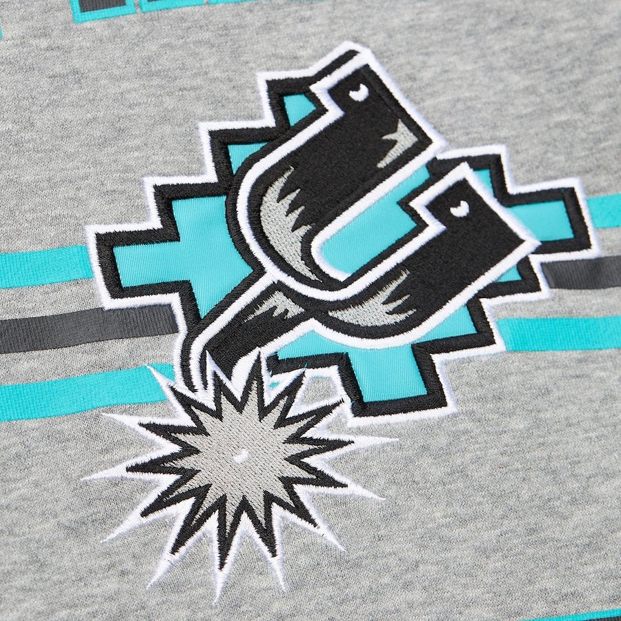 San Antonio Spurs Mitchell & Ness Hardwood Classics All Over 4.0 Pullover Sweatshirt – Heather Gray - Image 5