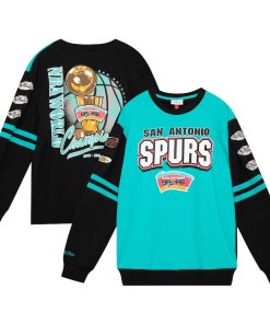 San Antonio Spurs Mitchell & Ness All Over Pullover Sweatshirt – Turquoise