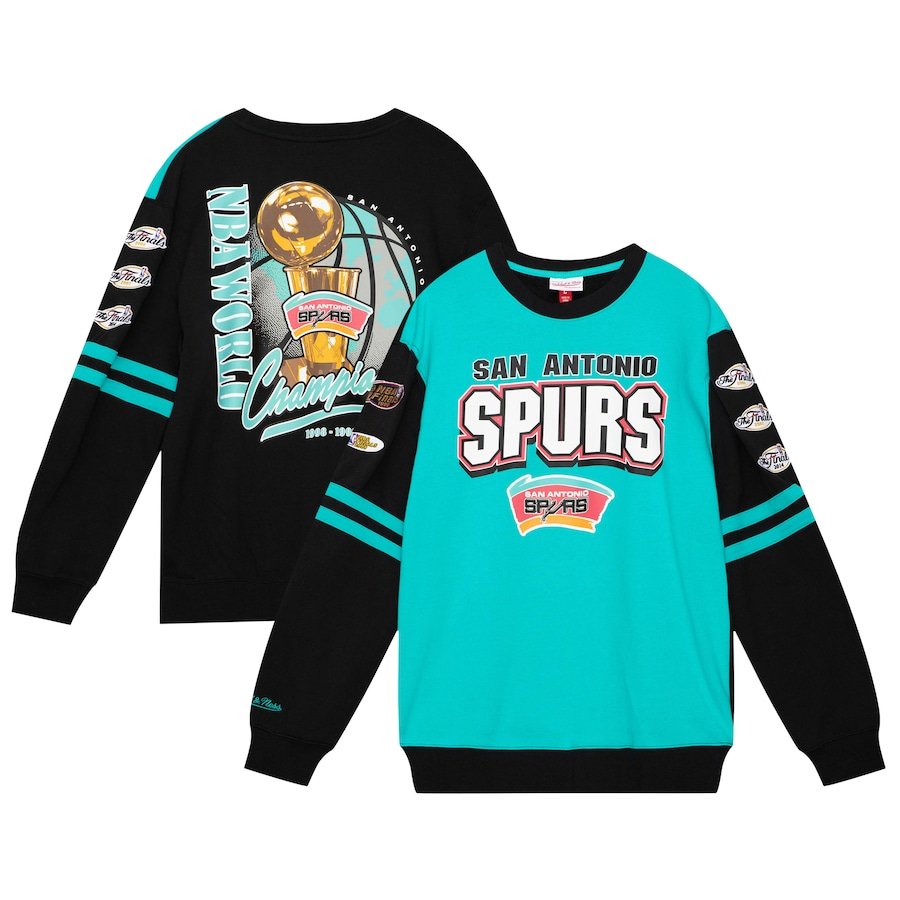 San Antonio Spurs Mitchell & Ness All Over Pullover Sweatshirt – Turquoise