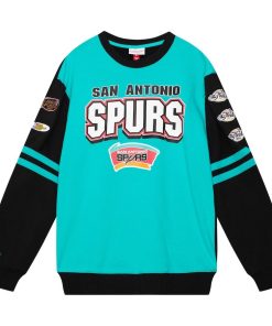 Alternative view of San Antonio Spurs Mitchell & Ness All Over Pullover Sweatshirt – Turquoise