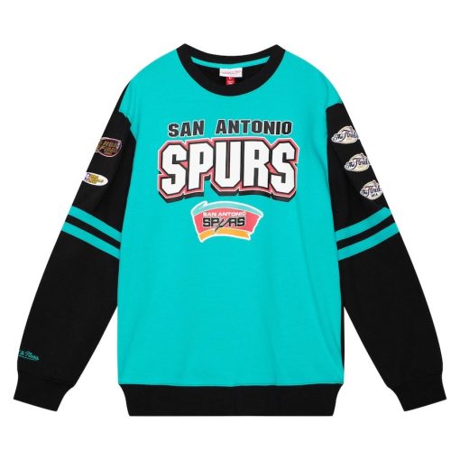San Antonio Spurs Mitchell & Ness All Over Pullover Sweatshirt – Turquoise - Image 2