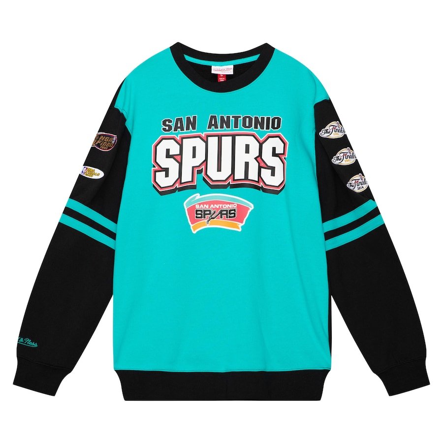 San Antonio Spurs Mitchell & Ness All Over Pullover Sweatshirt – Turquoise - Image 2