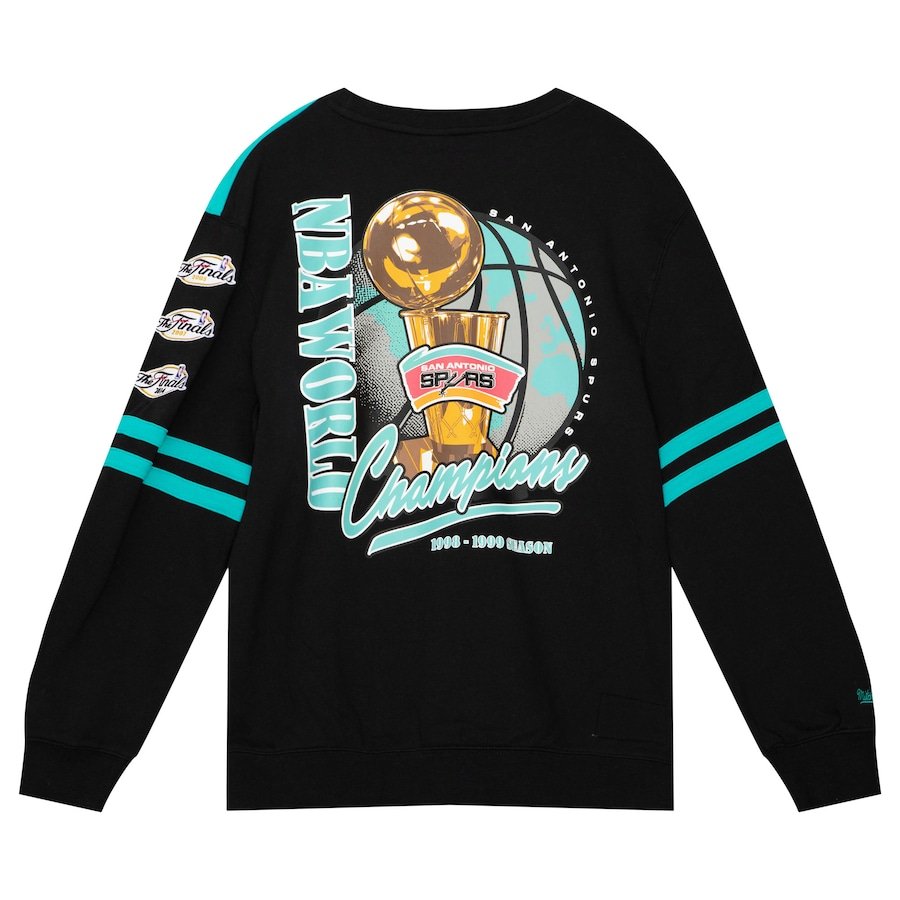 San Antonio Spurs Mitchell & Ness All Over Pullover Sweatshirt – Turquoise - Image 3
