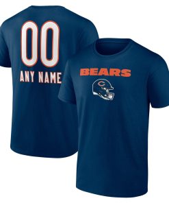 Chicago Bears Personalized Name & Number Team Wordmark T-Shirt – Navy