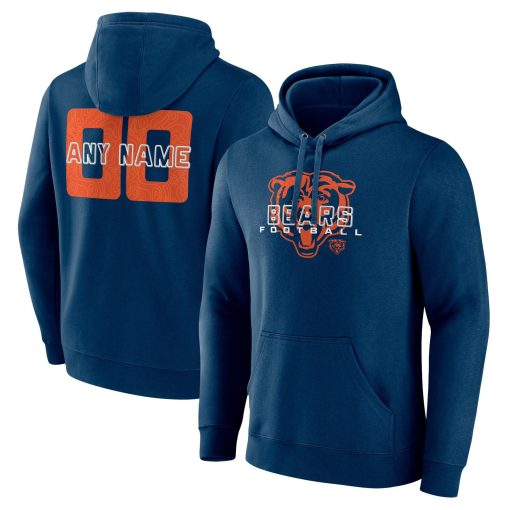 Chicago Bears Stellar Personalized Name & Number Pullover Hoodie – Navy
