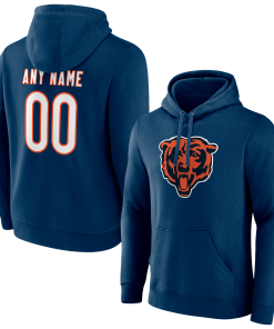 Chicago Bears Team Authentic Personalized Name & Number Pullover Hoodie – Navy