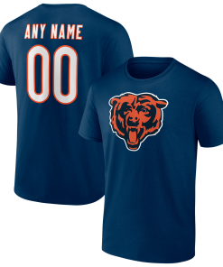 Chicago Bears Team Authentic Personalized Name & Number T-Shirt – Navy