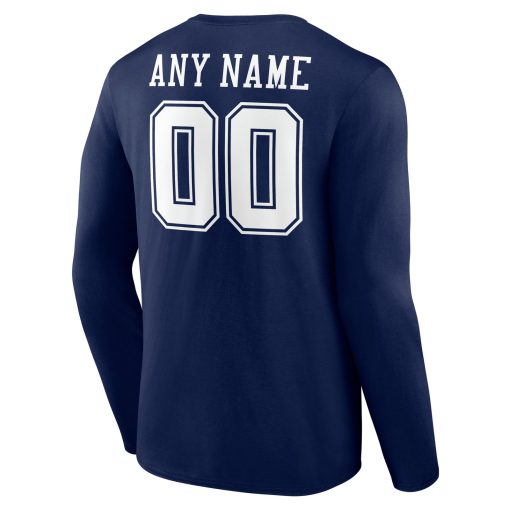 Dallas Cowboys  Team Authentic Custom Long Sleeve T-Shirt – Navy - Image 3