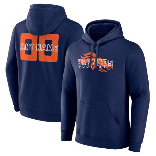 Denver Broncos Stellar Personalized Name & Number Pullover Hoodie – Navy