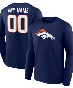 Denver Broncos  Team Authentic Custom Long Sleeve T-Shirt – Navy
