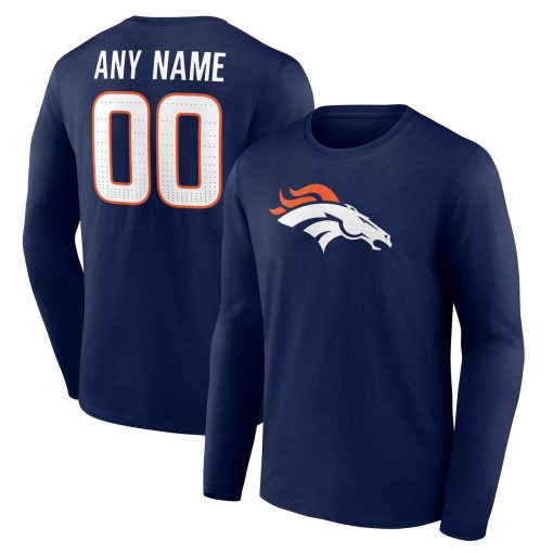 Denver Broncos  Team Authentic Custom Long Sleeve T-Shirt – Navy