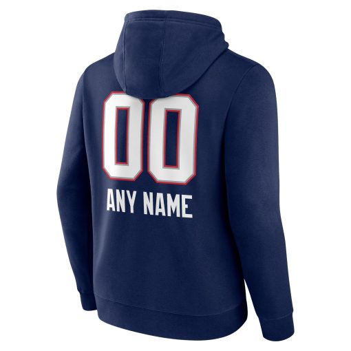 New England Patriots Personalized Name & Number Team Wordmark Pullover Hoodie – Navy - Image 3