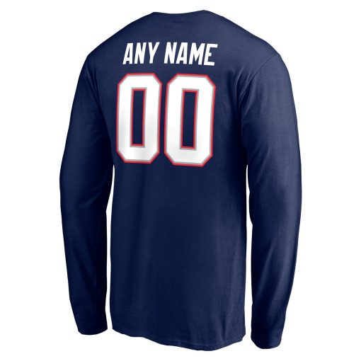 New England Patriots Team Authentic Personalized Name & Number Long Sleeve T-Shirt – Navy - Image 3