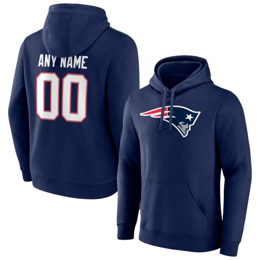 New England Patriots Team Authentic Personalized Name & Number Pullover Hoodie – Navy