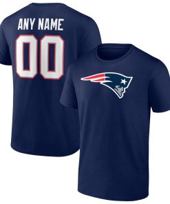 New England Patriots Team Authentic Personalized Name & Number T-Shirt – Navy