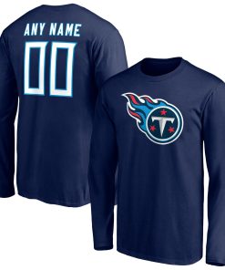 Tennessee Titans Team Authentic Personalized Name & Number Long Sleeve T-Shirt – Navy