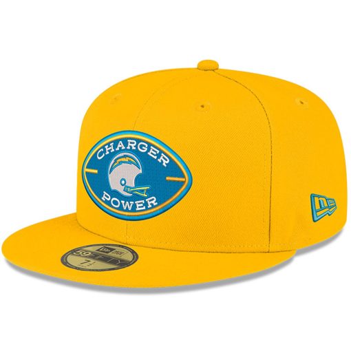 Los Angeles Chargers New Era Charger Power 59FIFTY Fitted Hat – Gold - Image 3