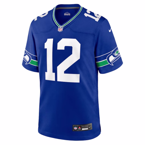 12s Seattle Seahawks Nike Throwback Player Game Jersey – Royal - Image 2