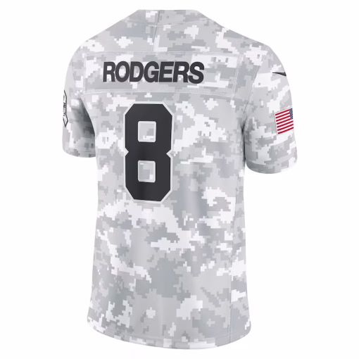 Aaron Rodgers New York Jets Nike 2024 Salute to Service Limited Jersey – Arctic Camo - Image 2
